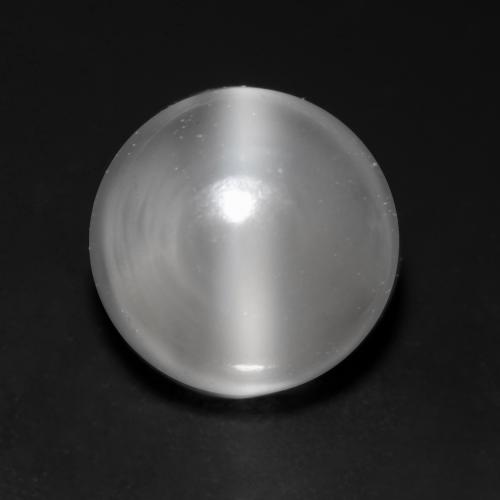 1.14ct Natural Blanco Piedra de Luna Ojo de Gato, Redondo, Transparente
