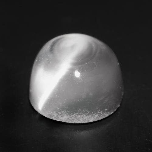 Piedra lunar ojo de gato Blanco natural de 1.14 ct, Redondo, Transparente