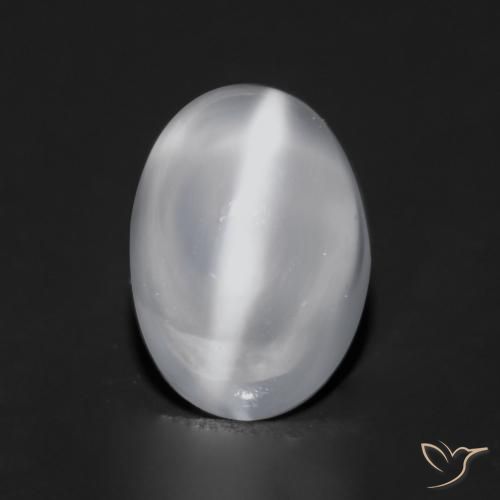 0.97ct Natural Blanco translúcido Piedra de Luna Ojo de Gato, Ovalada, Transparente