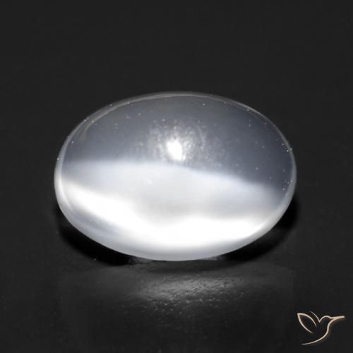 Piedra lunar ojo de gato Blanco translúcido natural de 0.97 ct, Ovalada, Transparente