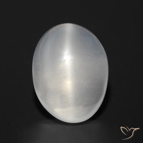 1.51ct Natural Blanco Piedra de Luna Ojo de Gato, Ovalada, Transparente