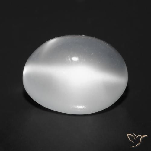 Piedra lunar ojo de gato Blanco natural de 1.51 ct, Ovalada, Transparente