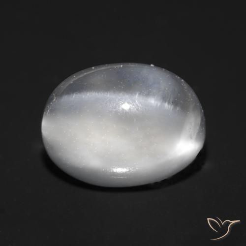 Piedra lunar ojo de gato Blanco natural de 1.87 ct, Ovalada, Transparente