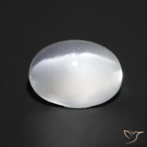 Piedra lunar ojo de gato Blanco natural de 1.06 ct, Ovalada, Transparente