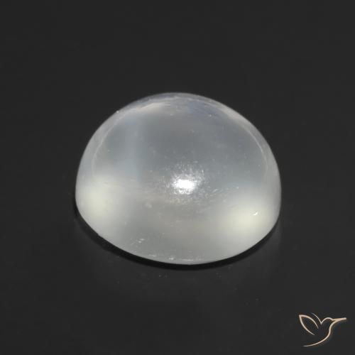 Piedra lunar ojo de gato Blanco natural de 1.57 ct, Corte Redondo, Transparente