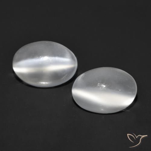 1.53ctw Natural Blanco Piedra de Luna Ojo de Gato, Ovalada, Transparente