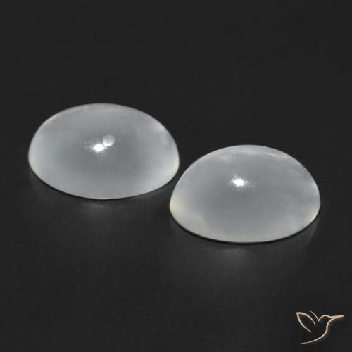 Gemas de Piedra lunar ojo de gato Blanco natural de 1.53 ct, Ovalada, Transparente