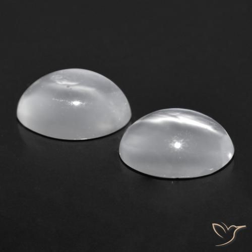 Gemas de cat's eye moonstone blanco natural de 1,41 ct, corte óvalo, transparente