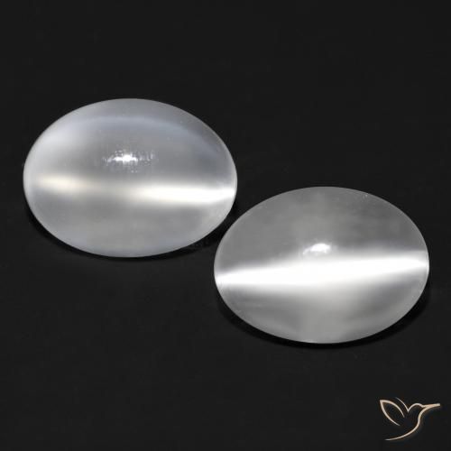 1.48ctw Natural Blanco Piedra de Luna Ojo de Gato, Ovalada, Transparente