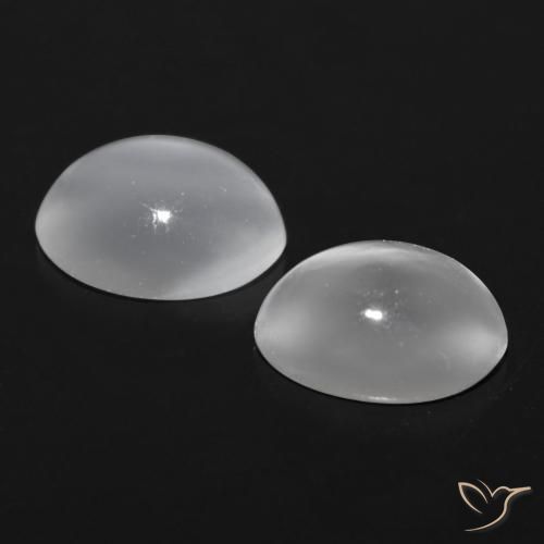 Gemas de Piedra lunar ojo de gato Blanco natural de 1.48 ct, Ovalada, Transparente