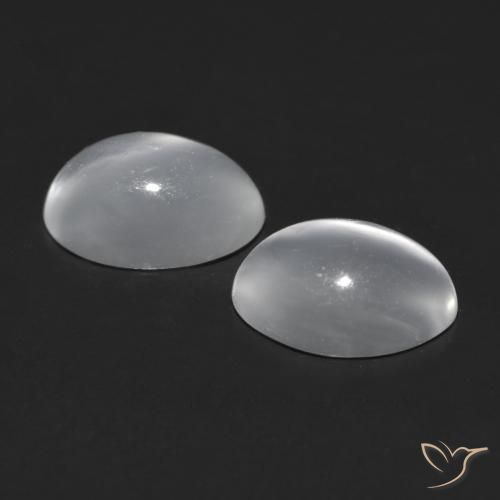 Gemas de Piedra lunar ojo de gato Blanco natural de 1.41 ct, Ovalada, Transparente