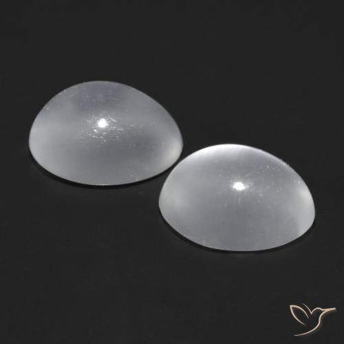 Gemas de Piedra lunar ojo de gato Blanco claro natural de 1.78 ct, Ovalada, Transparente