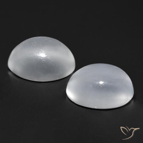 Gemas de Piedra lunar ojo de gato Blanco claro natural de 1.69 ct, Ovalada, Transparente