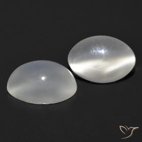 Gemas de Piedra lunar ojo de gato Blanco natural de 1.55 ct, Ovalada, Transparente