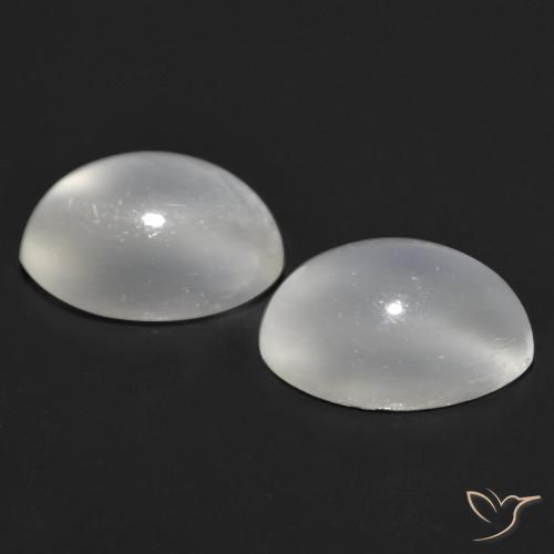 Gemas de Piedra lunar ojo de gato Blanco natural de 1.55 ct, Ovalada, Transparente
