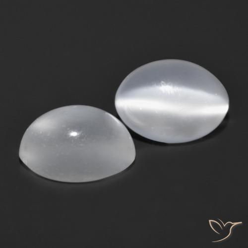Gemas de Piedra lunar ojo de gato Blanco natural de 1.82 ct, Ovalada, Transparente
