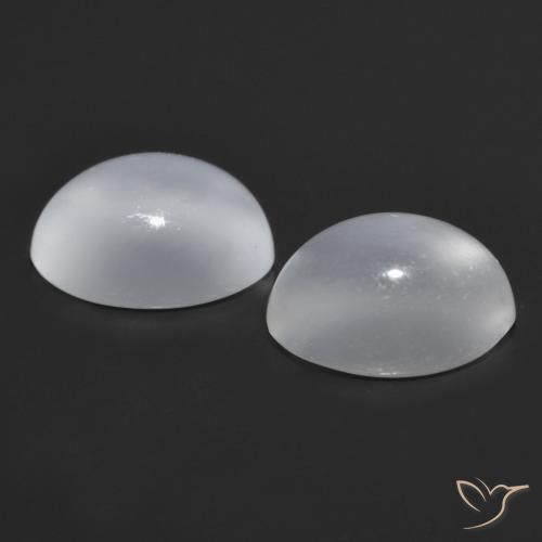 Gemas de Piedra lunar ojo de gato Blanco natural de 1.82 ct, Ovalada, Transparente