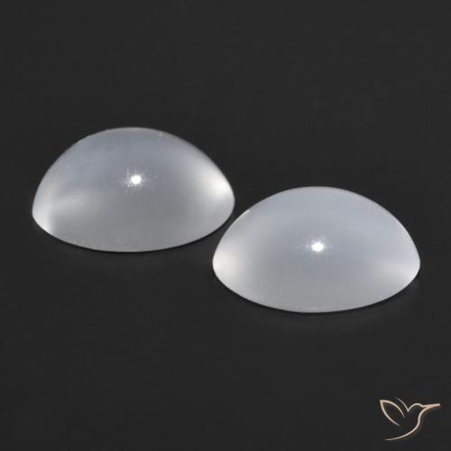 Gemas de Piedra lunar ojo de gato Blanco natural de 1.55 ct, Ovalada, Transparente