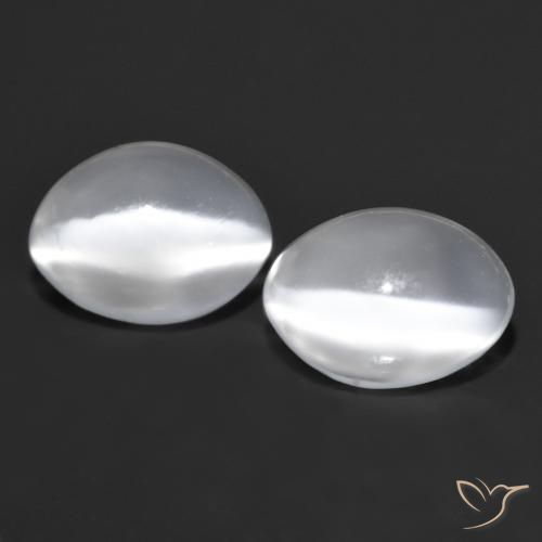 Gemas de Piedra lunar ojo de gato Blanco natural de 1.65 ct, Corte Óvalo, Transparente