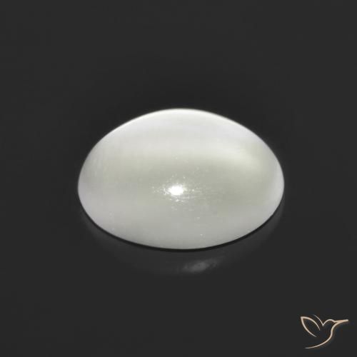 Piedra lunar ojo de gato Blanco natural de 1.48 ct, Corte Óvalo, Translúcido