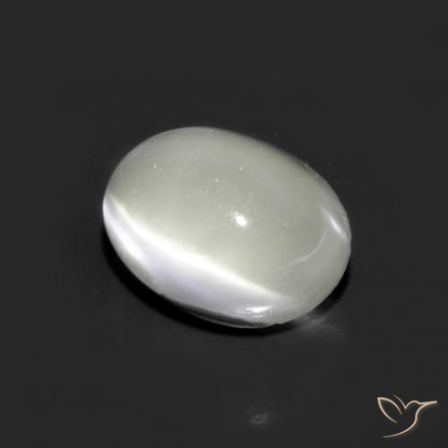 Piedra lunar ojo de gato Blanco natural de 1.62 ct, Ovalada, Translúcido