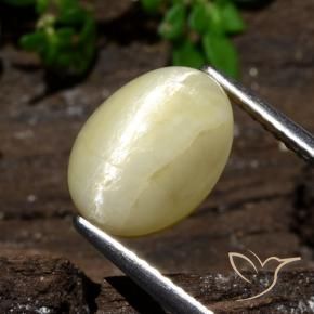 Ópalo ojo de gato Blanco tenue cálido natural de 3.68 ct, Ovalada, Opaco