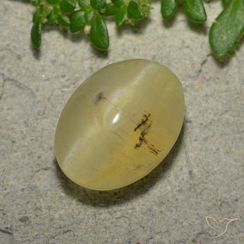 4.16ct Natural Amarillo claro Ópalo ojo de gato, Ovalada, Translúcido