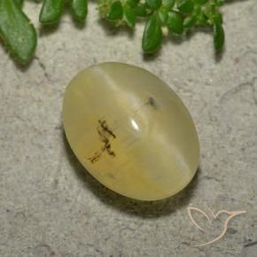 Ópalo ojo de gato Amarillo claro natural de 4.16 ct, Ovalada, Translúcido