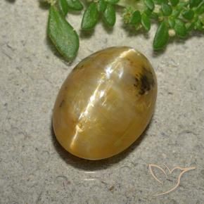 Ópalo ojo de gato Naranja dorado natural de 4.45 ct, Ovalada, Translúcido