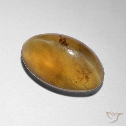Ópalo ojo de gato Marrón-oro natural de 1.91 ct, Ovalada, Translúcido