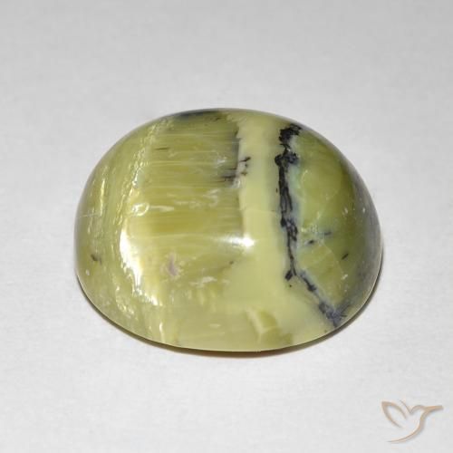 Ópalo ojo de gato Verde amarillento natural de 7.62 ct, Ovalada, Opaco