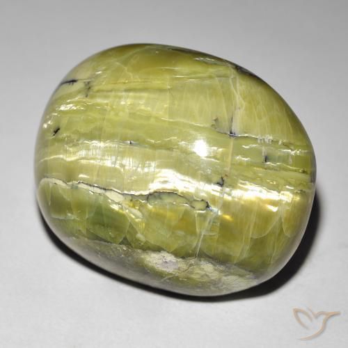 Ópalo ojo de gato Verde medio natural de 38.88 ct, Ovalada, Opaco
