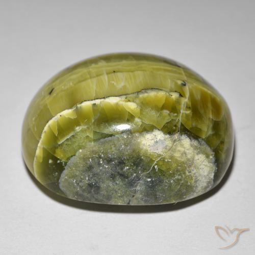 Ópalo ojo de gato Verde medio natural de 38.88 ct, Ovalada, Opaco