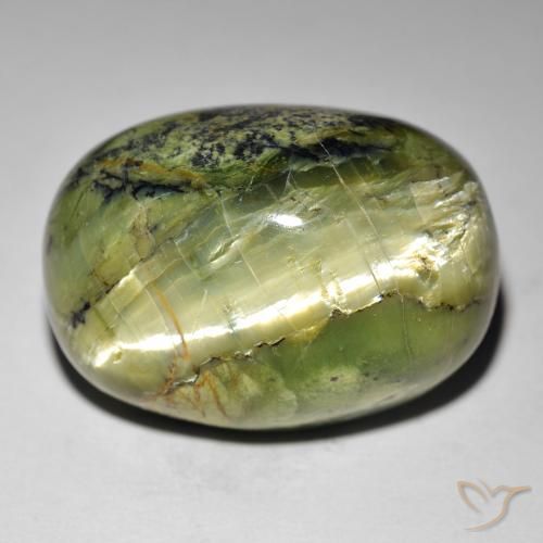Ópalo ojo de gato Verde amarillento natural de 35.49 ct, Corte Óvalo, Opaco