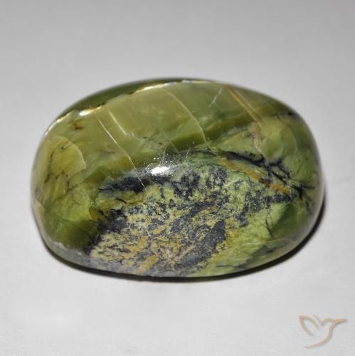 Ópalo ojo de gato Verde amarillento natural de 35.49 ct, Corte Óvalo, Opaco