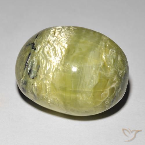14.90ct Natural Verde cálido Ópalo ojo de gato, Ovalada, Opaco