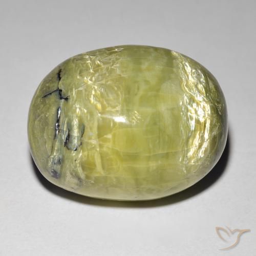Ópalo ojo de gato Verde cálido natural de 14.90 ct, Ovalada, Opaco