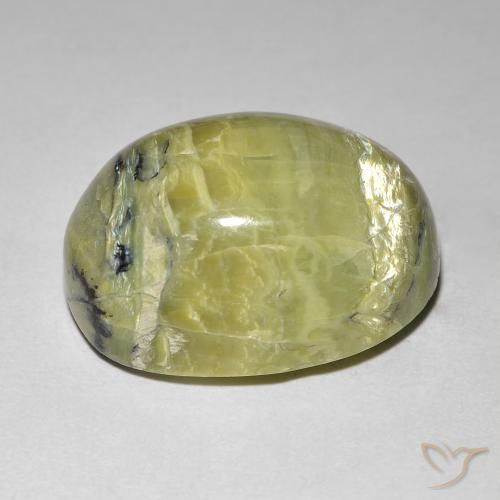 Ópalo ojo de gato Verde cálido natural de 14.90 ct, Ovalada, Opaco