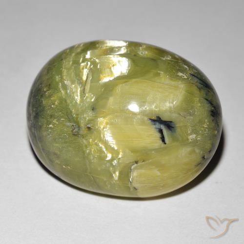 21.92ct Natural Verde terroso Ópalo ojo de gato, Ovalada, Opaco