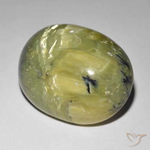 Ópalo ojo de gato Verde terroso natural de 21.92 ct, Ovalada, Opaco