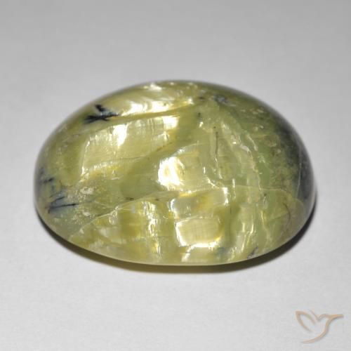 Ópalo ojo de gato Verde terroso natural de 21.92 ct, Ovalada, Opaco