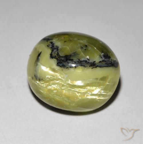 Ópalo ojo de gato Verde terroso natural de 7.27 ct, Ovalada, Opaco