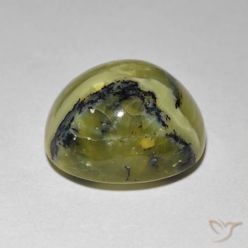 Ópalo ojo de gato Verde terroso natural de 7.27 ct, Ovalada, Opaco