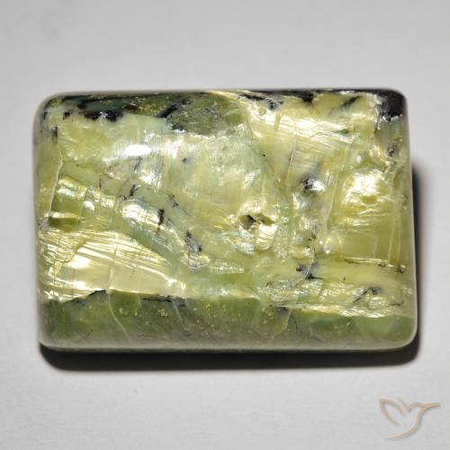 31.09ct Natural Verde cálido Ópalo ojo de gato, Corte Baguette, Opaco