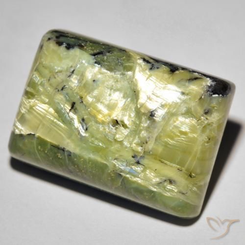Ópalo ojo de gato Verde cálido natural de 31.09 ct, Corte Baguette, Opaco