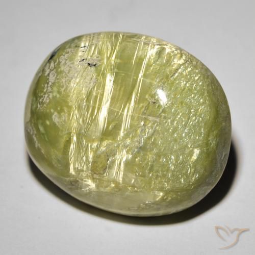 25.50ct Natural Verde medio Ópalo ojo de gato, Ovalada, Opaco