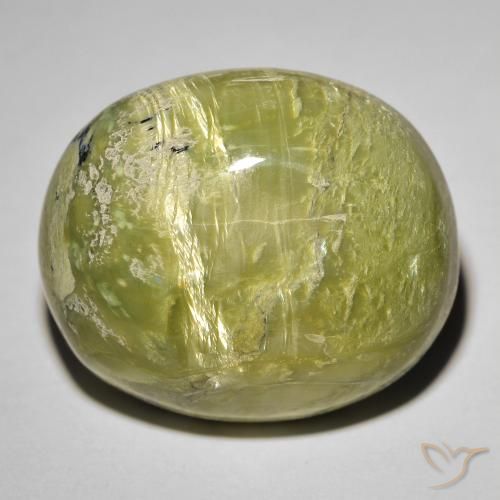 Ópalo ojo de gato Verde medio natural de 25.50 ct, Ovalada, Opaco