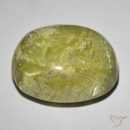 Ópalo ojo de gato Verde medio natural de 25.50 ct, Ovalada, Opaco