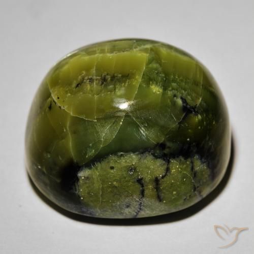 Ópalo ojo de gato Verde terroso natural de 38.09 ct, Ovalada, Opaco
