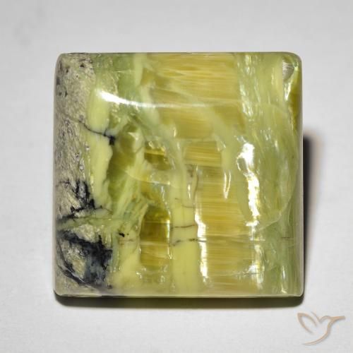 Ópalo ojo de gato Verde medio natural de 18.31 ct, Cuadrado, Opaco